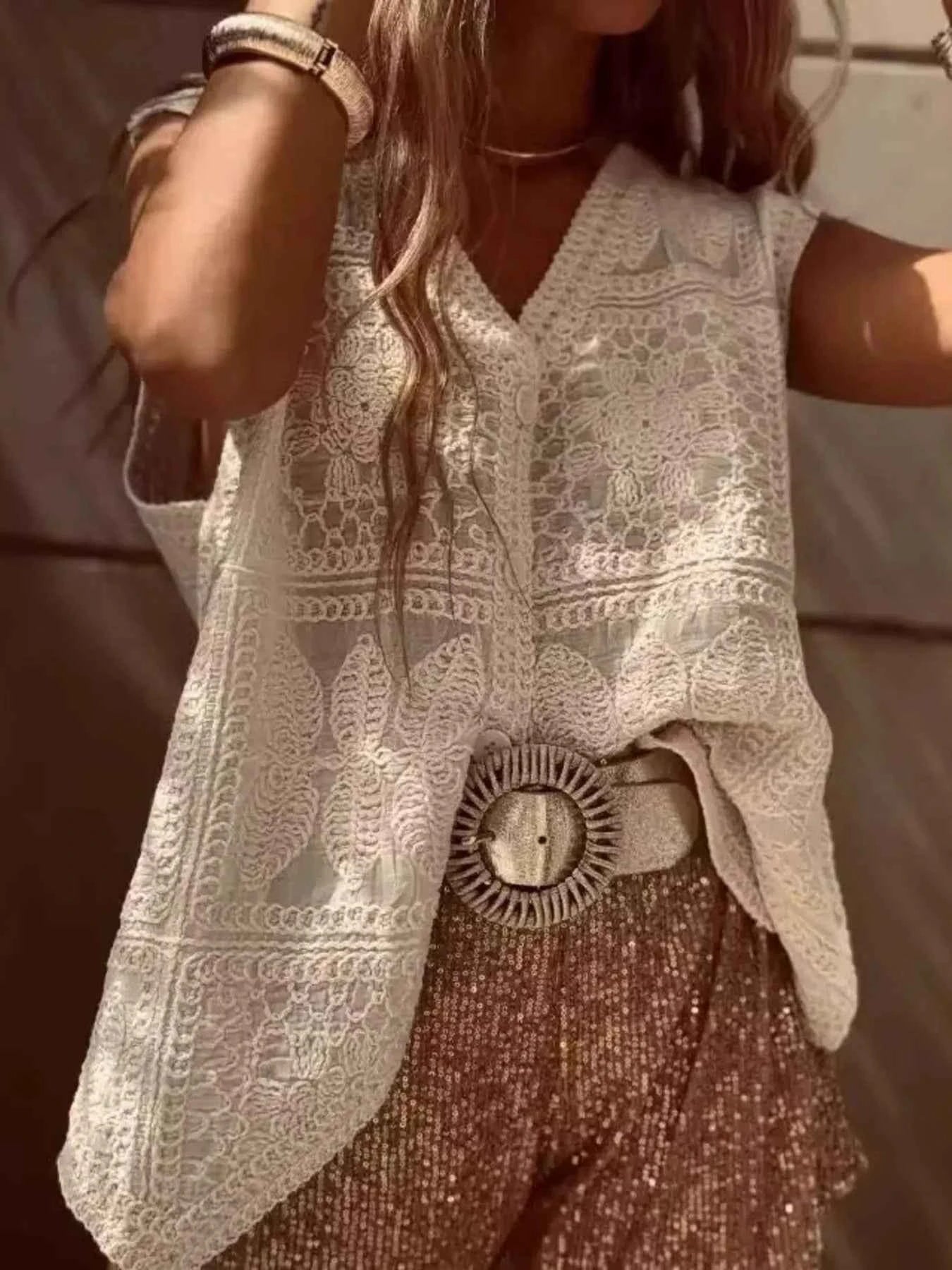 Crochet Lace V-Neck Vest