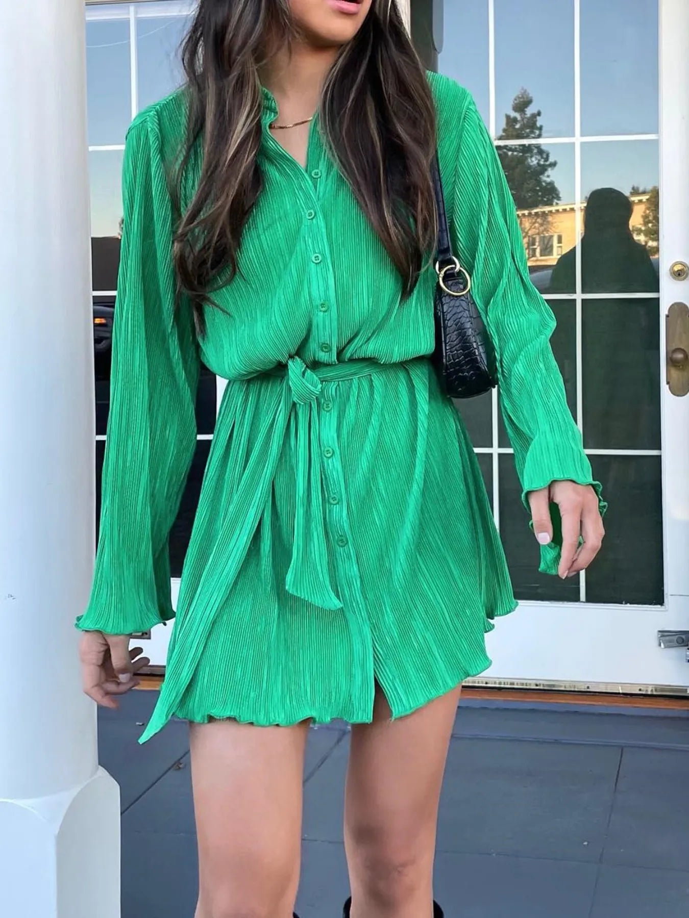 Printed Long Sleeve Mini Dress