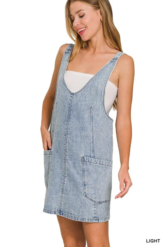 Zenana Denim Overall Mini Dress