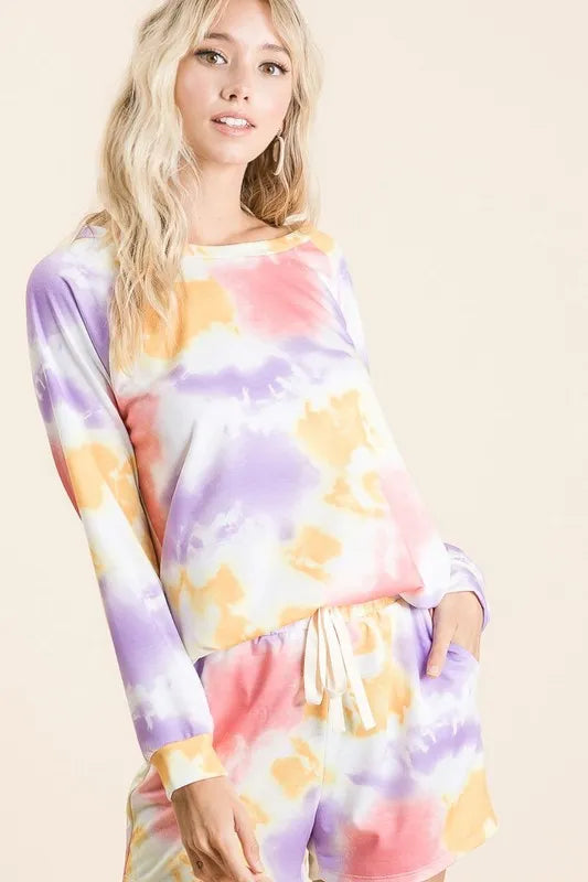BiBi Tie Dye French Terry Top and Shorts Set