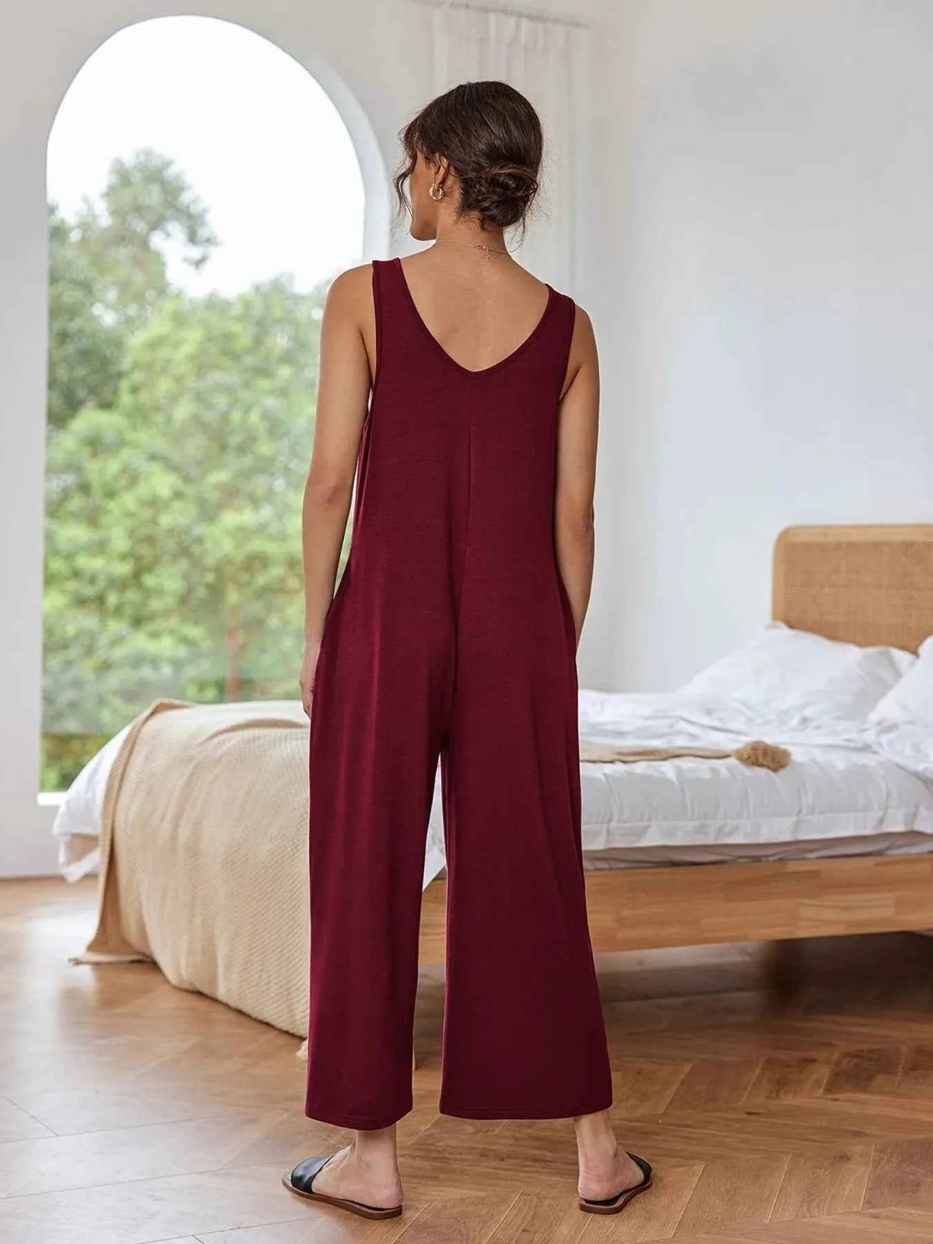 Sleeveless Wide Leg Casual Jumpsuit
