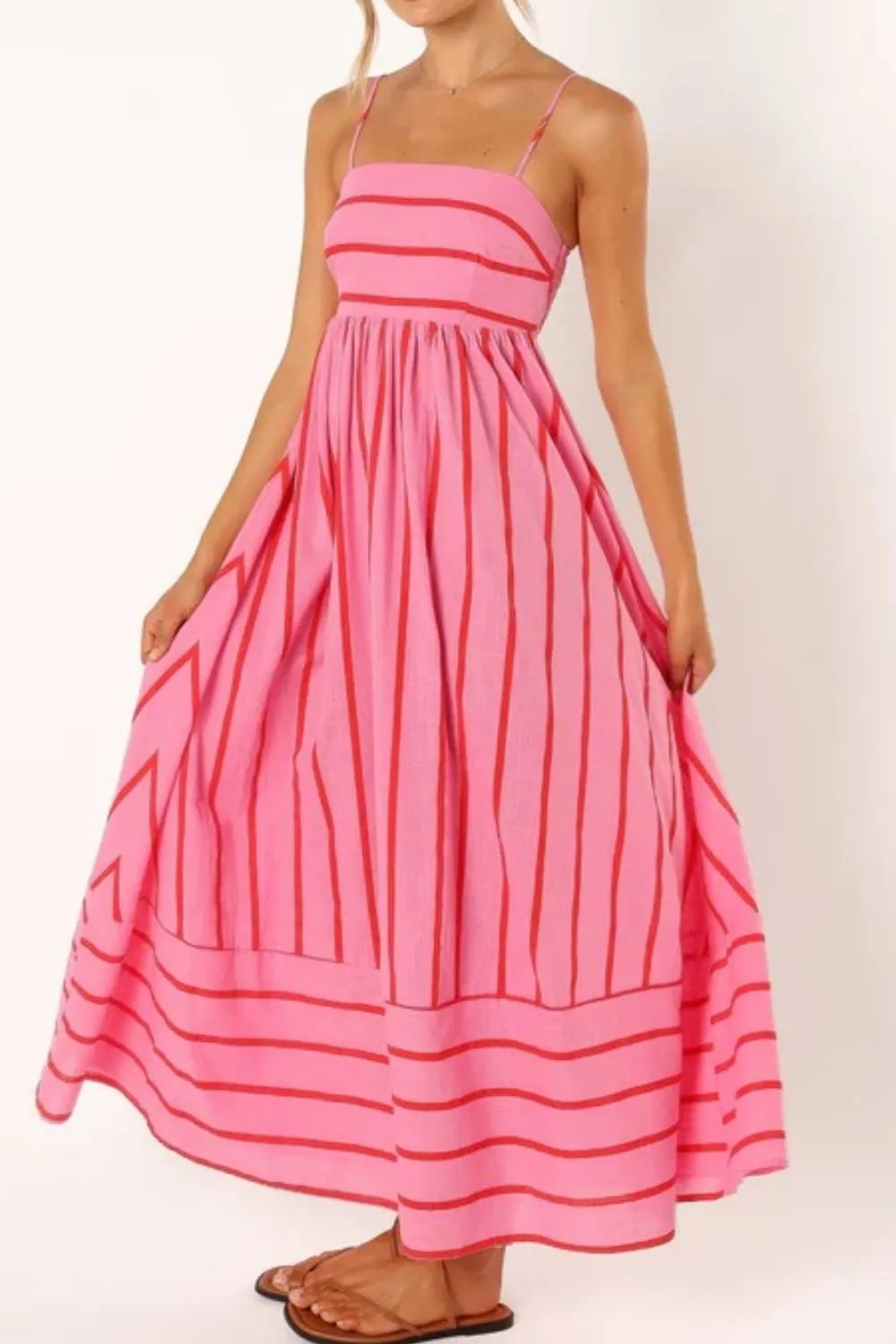 Striped Square Neck Cami Dress