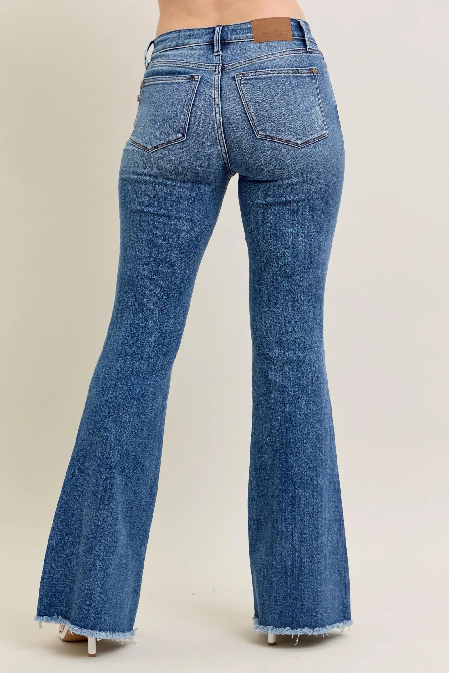 Judy Blue Full Size Mr Vintage Wash Flare Jeans W/ Destroy and Fray Hem Plus Size
