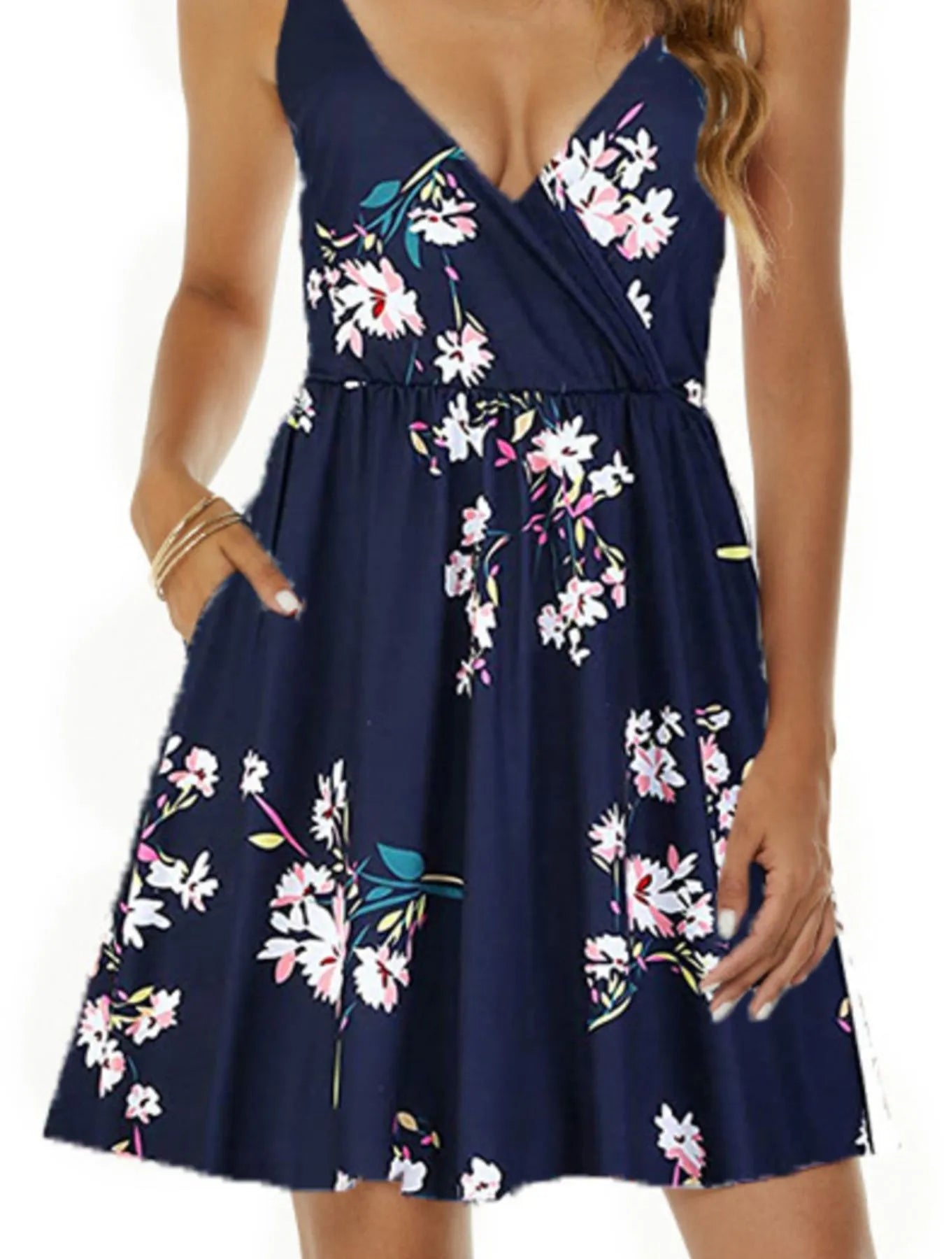 Printed V-Neck Summer Mini Dress