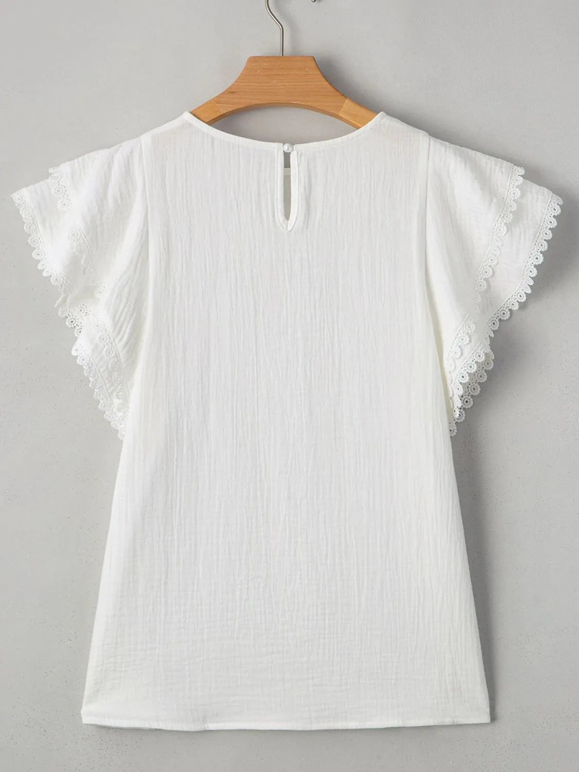 Crinkled Layered Ruffled Flutter Sleeve Blouse