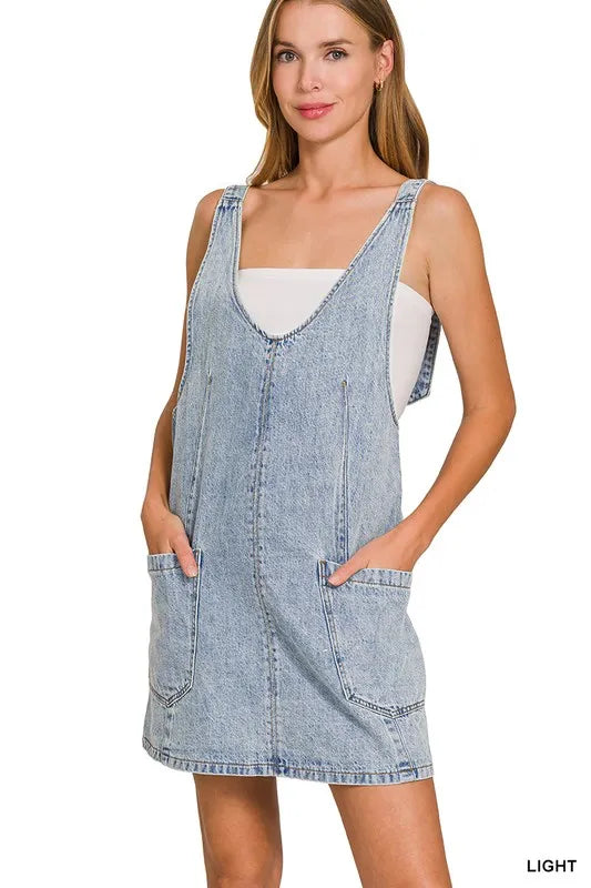 Zenana Denim Overall Mini Dress