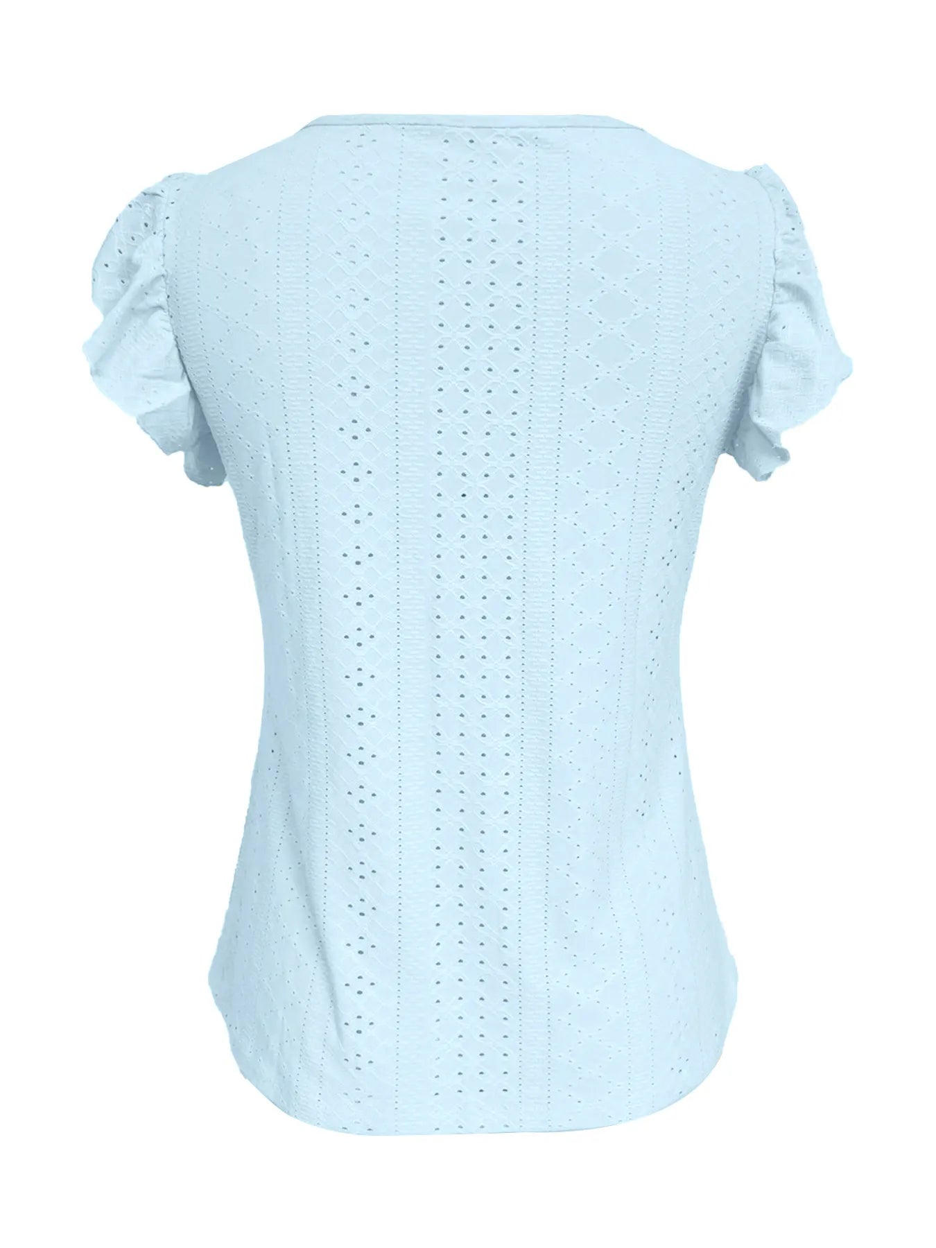 Eyelet Button-Front Flutter Sleeve Top