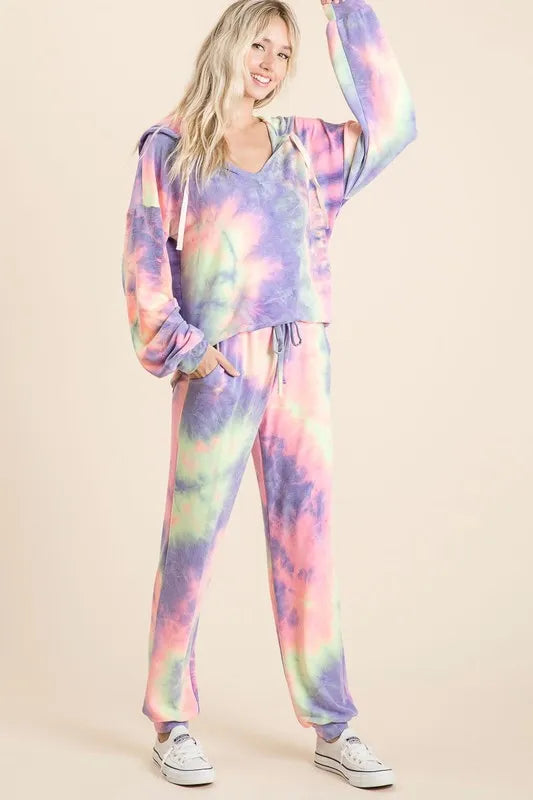 BiBi Tie Dye French Terry Top and Bottom Set