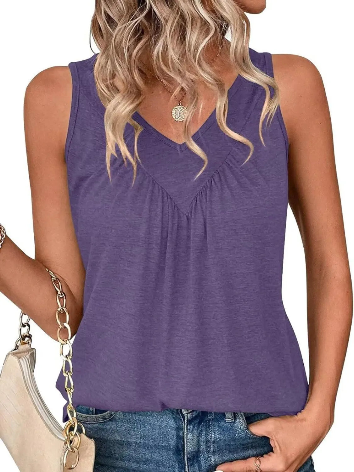 Ruched V-Neck Tank Mauve
