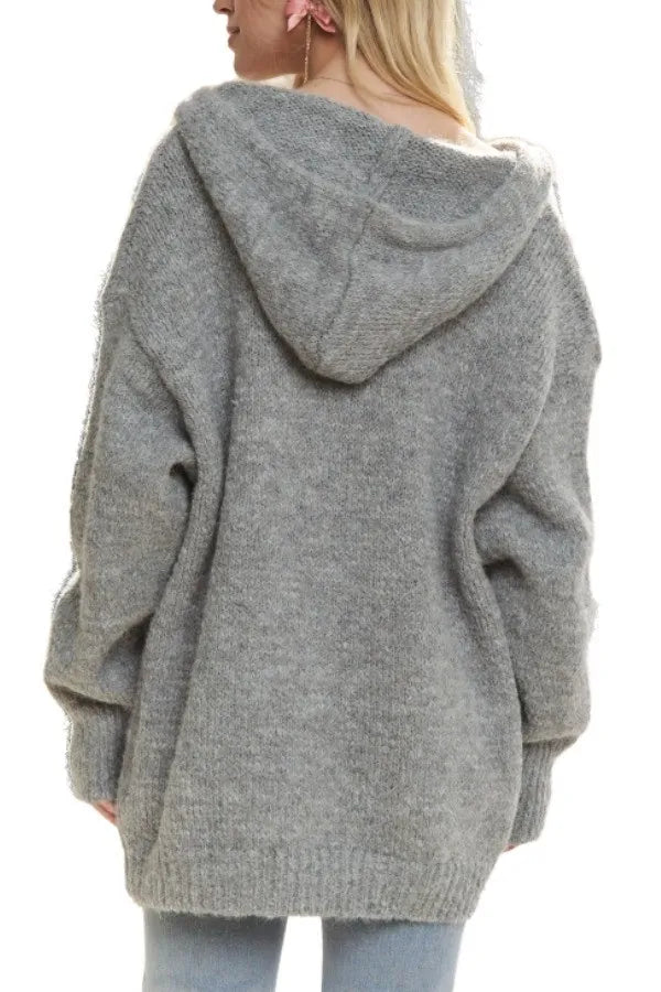 ADORA Oversize Hoodie Cardigan with Button Down