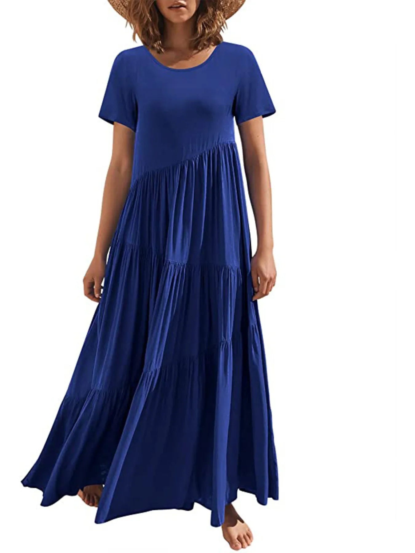 Round Neck Tiered Ruffle Maxi Dress