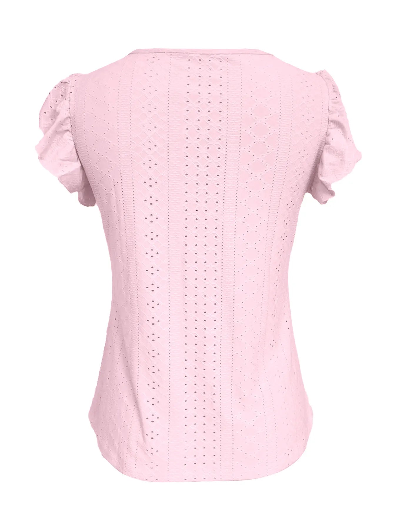 Eyelet Button-Front Flutter Sleeve Top