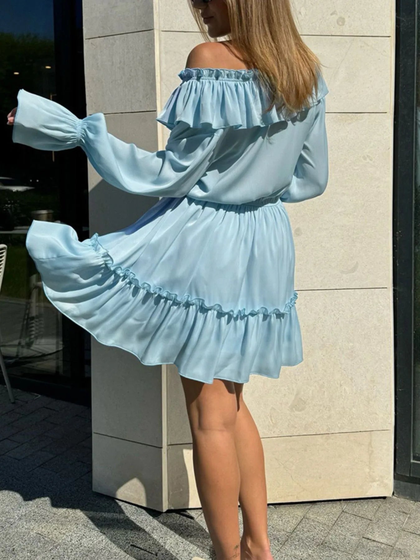 Ruffle Flounce Sleeve Mini Dress