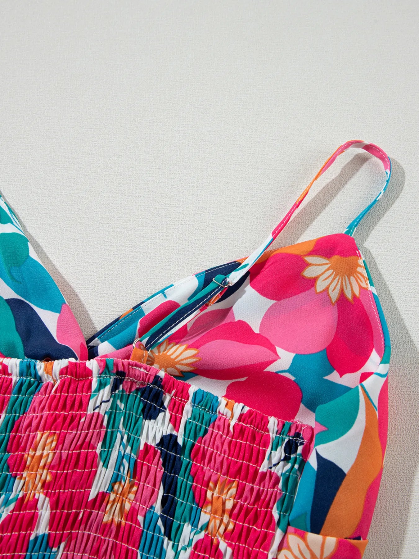 Floral Twisted Smocked Back Tiered Maxi Dress