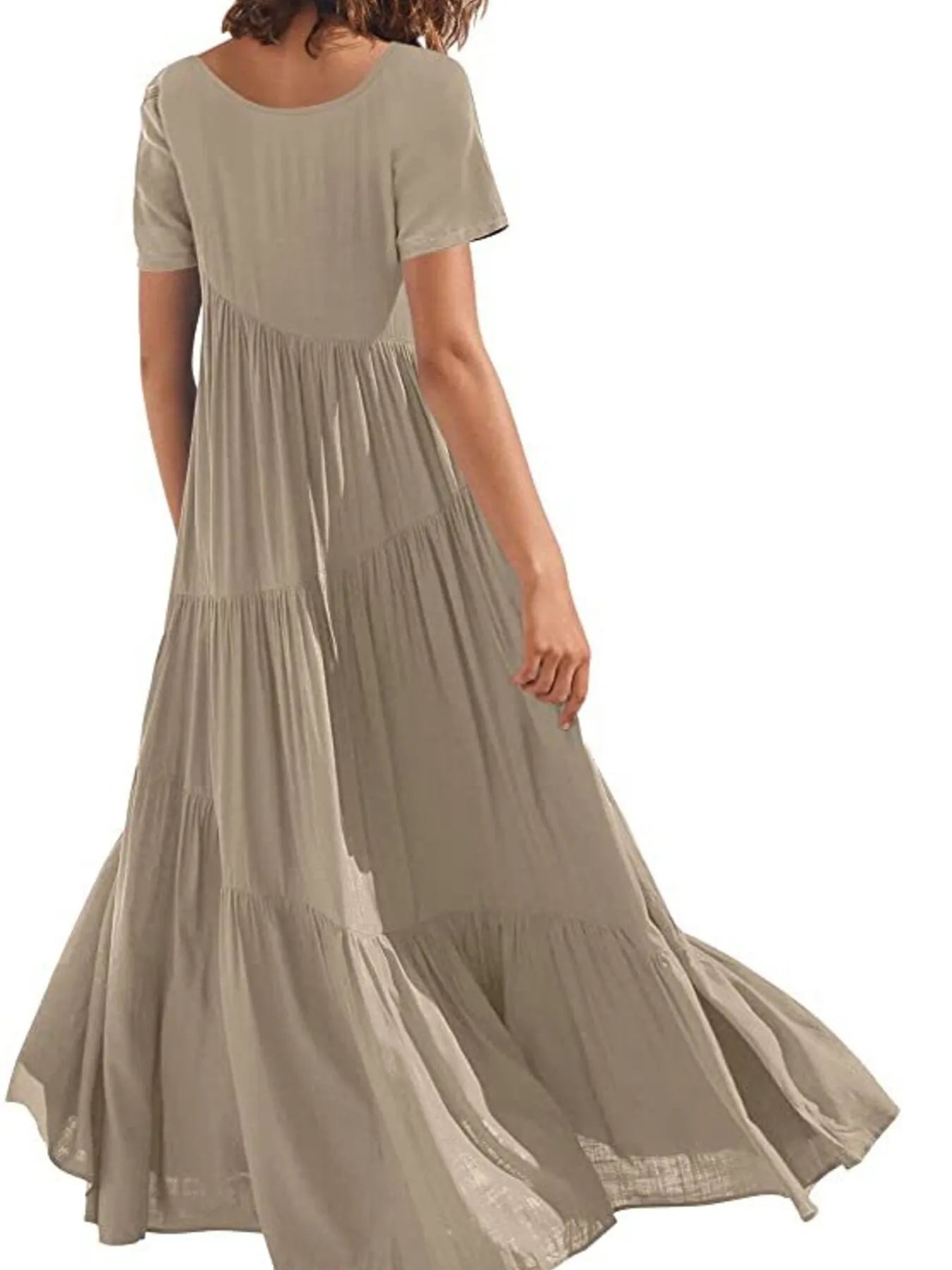 Round Neck Tiered Ruffle Maxi Dress