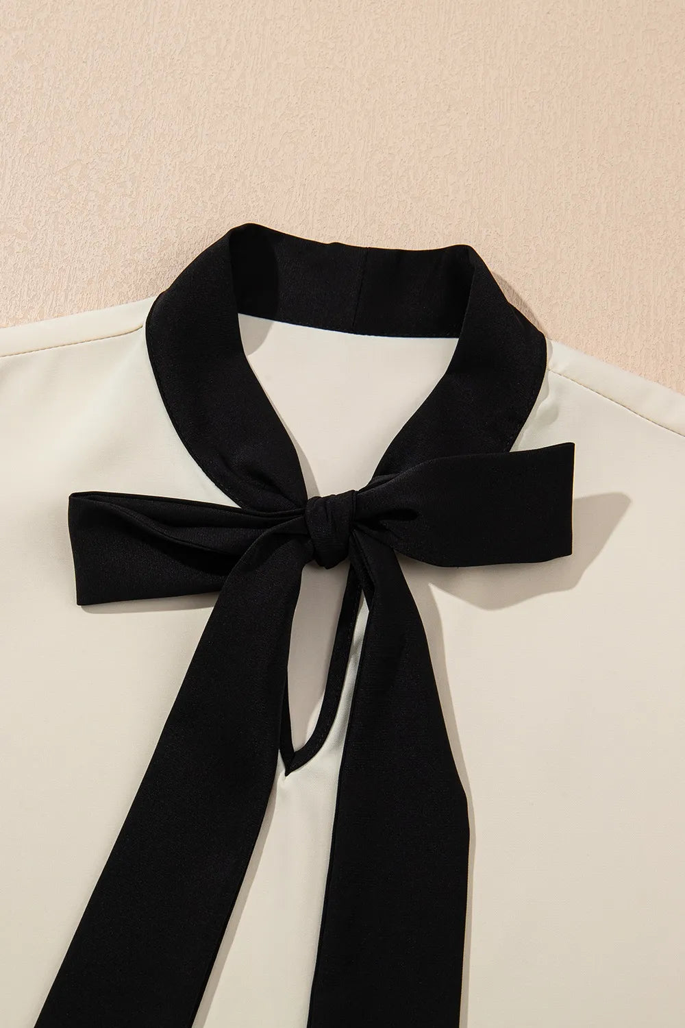 Bow Tie Contrast Short Sleeve Blouse