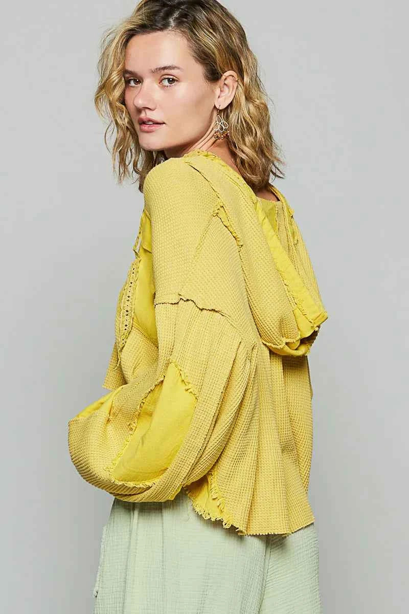 POL Raw Hem Cropped Hooded Jacket