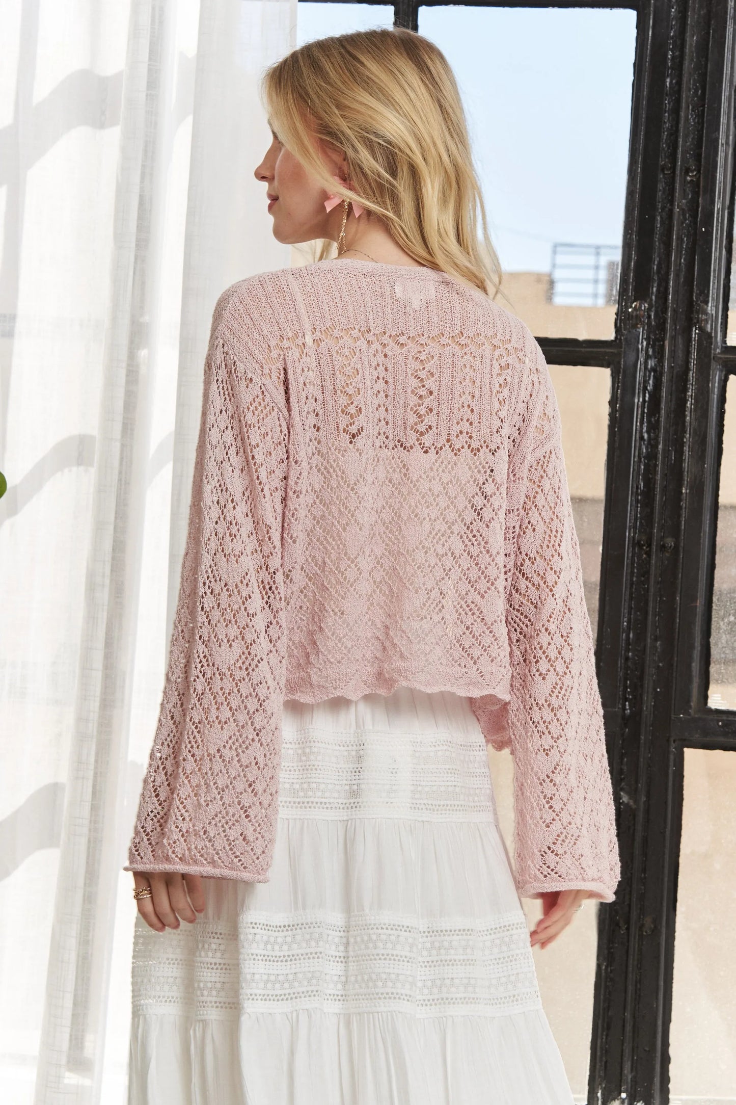 ADORA Long Sleeves Crochet Sweater Top