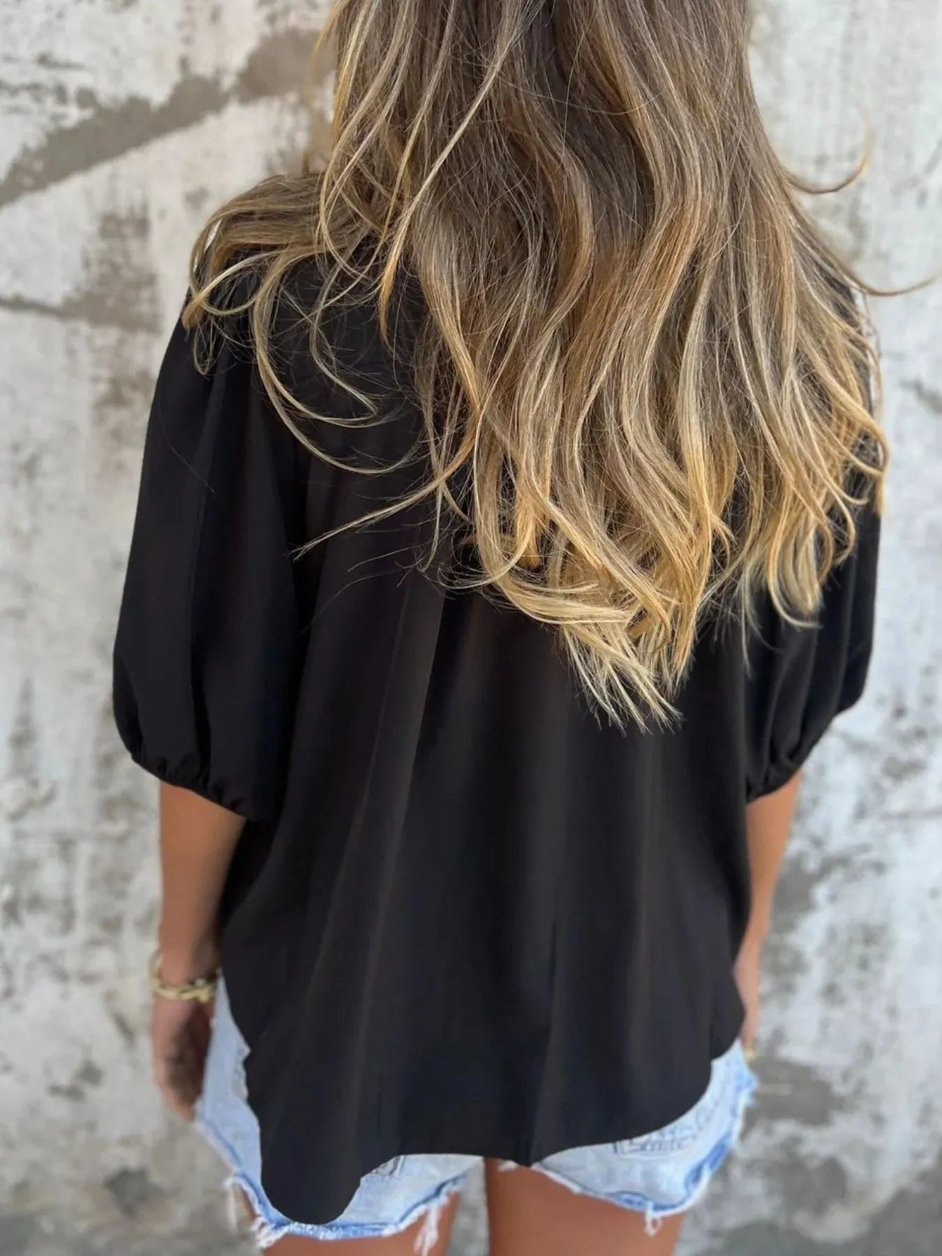 Full Size Smocked Button Front Puff Sleeve Shirt Plus Size