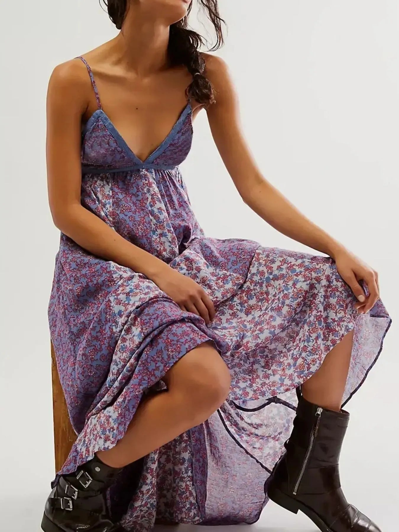Floral V-Neck Maxi Cami Dress