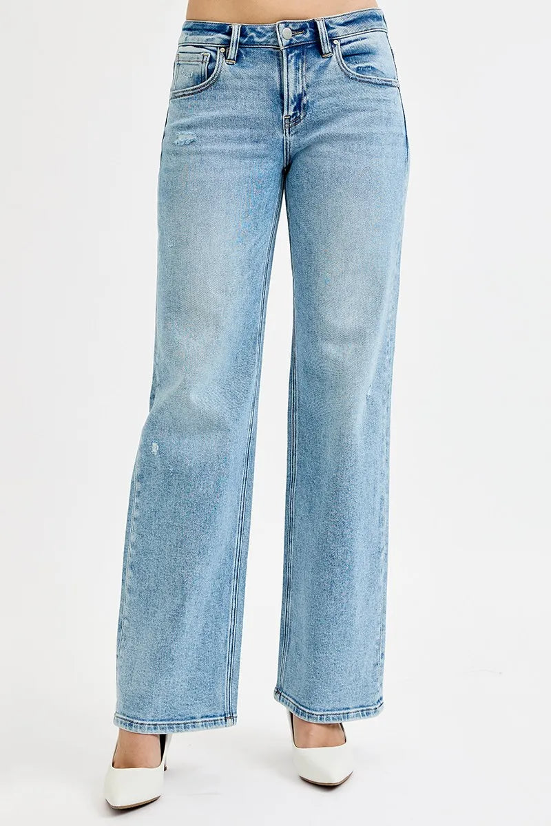 RISEN Full Size Low Rise Ankle Boyfriend Distressed Jeans Plus Size MEDIUM