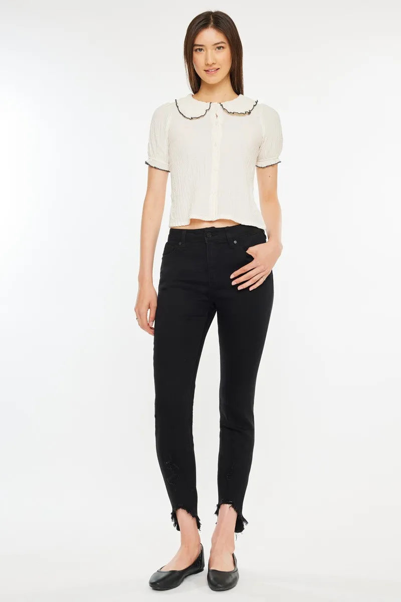 Kancan High Rise Black Ankle Skinny Jeans