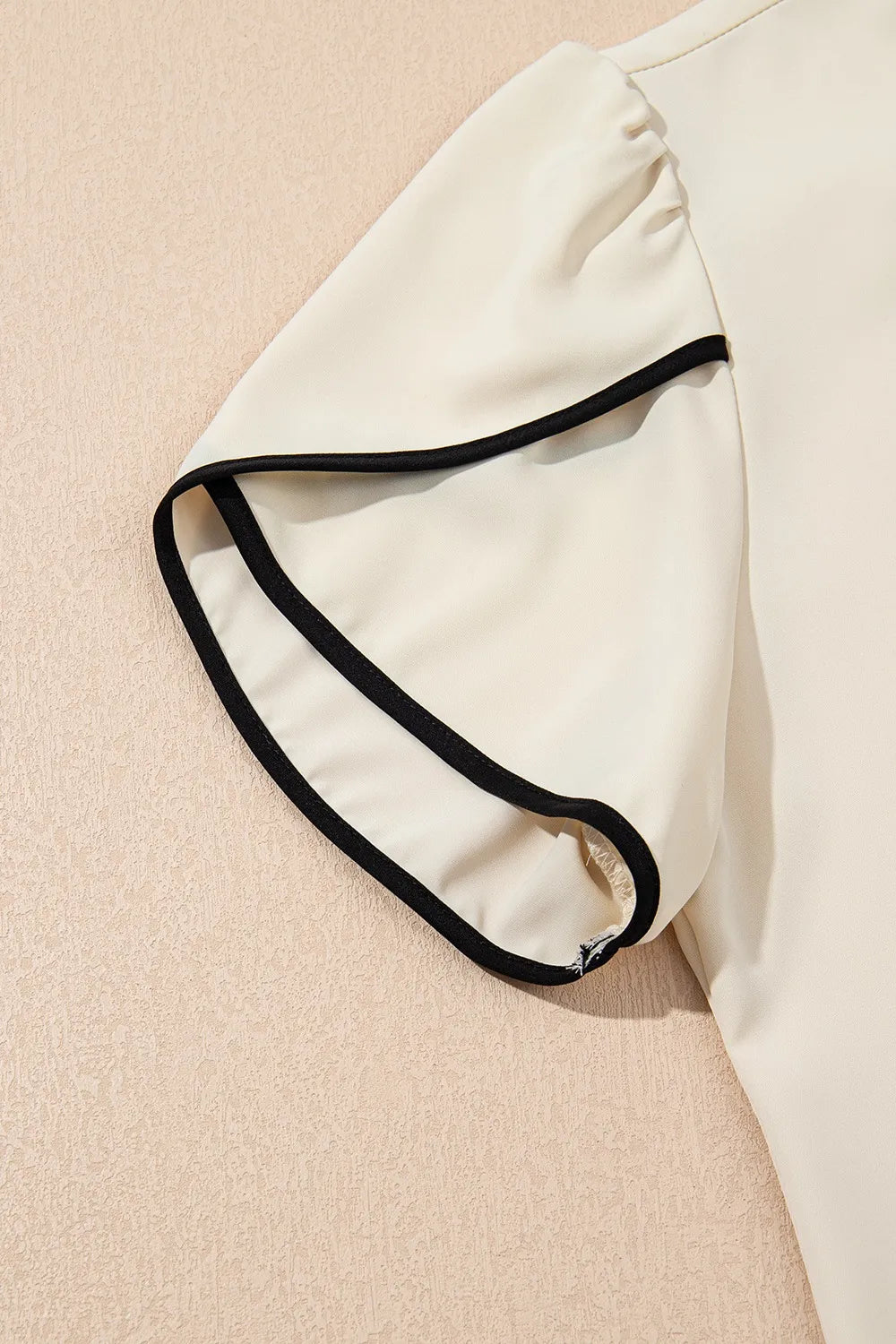 Bow Tie Contrast Short Sleeve Blouse