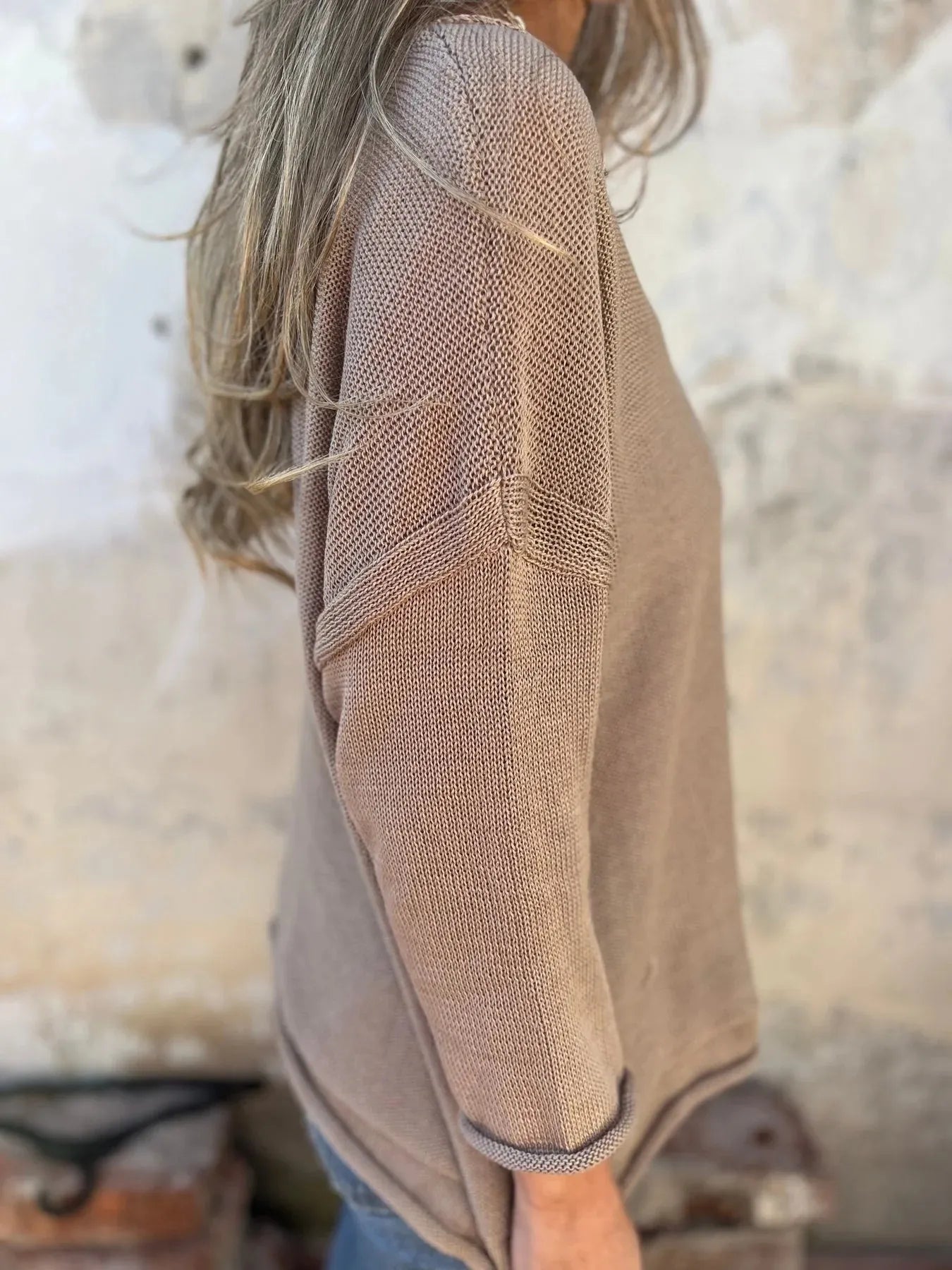 Full Size Casual V-Neck Knit Sweater Plus Size