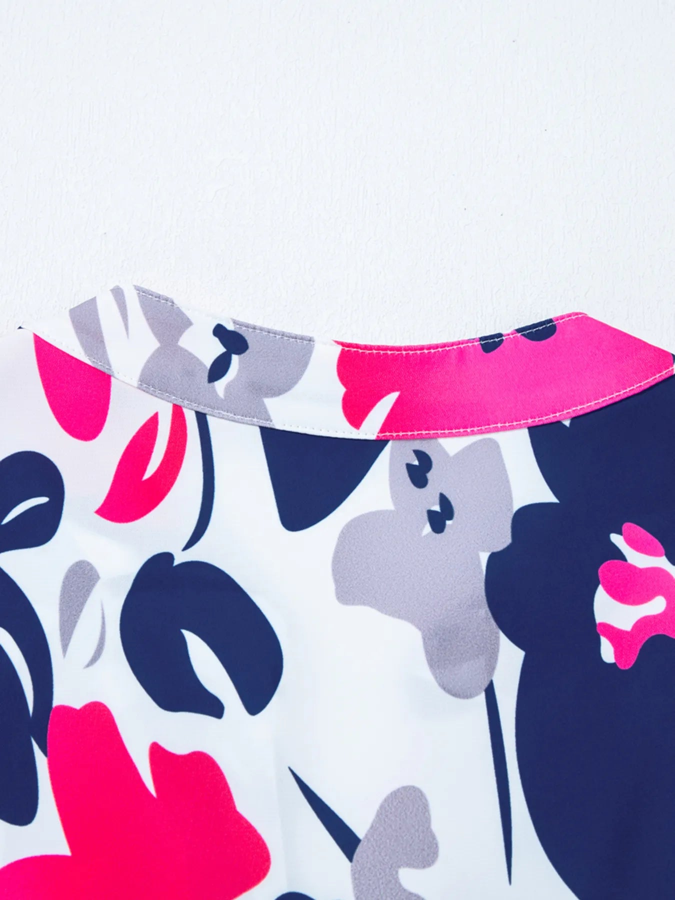 Printed Notched Neck Flutter Sleeve Mini Dress
