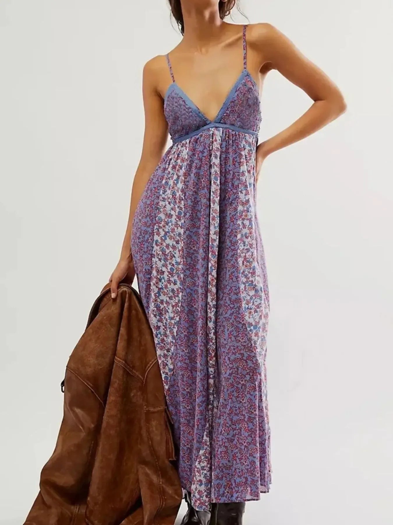 Floral V-Neck Maxi Cami Dress