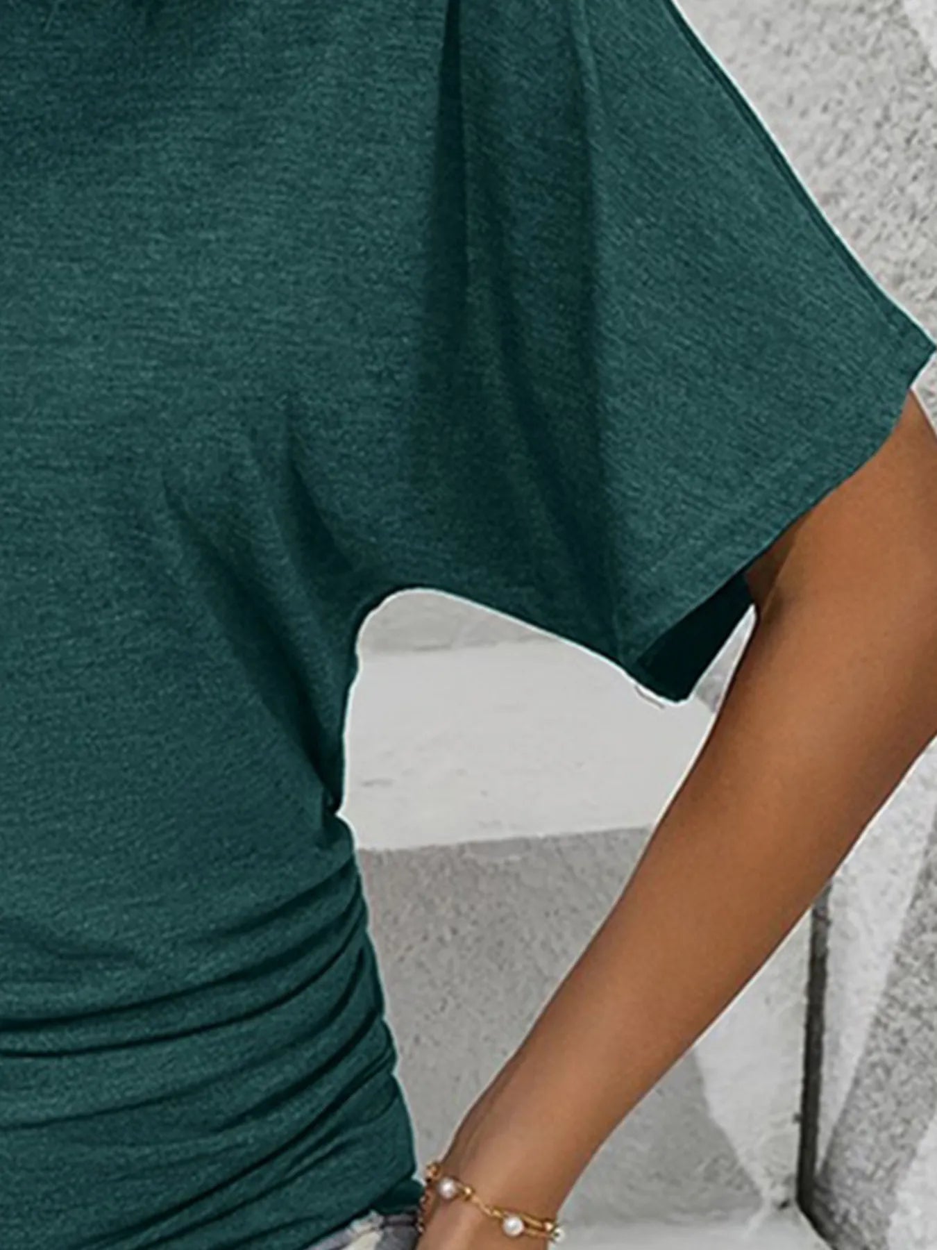 Ruched Side Round Neck T-Shirt