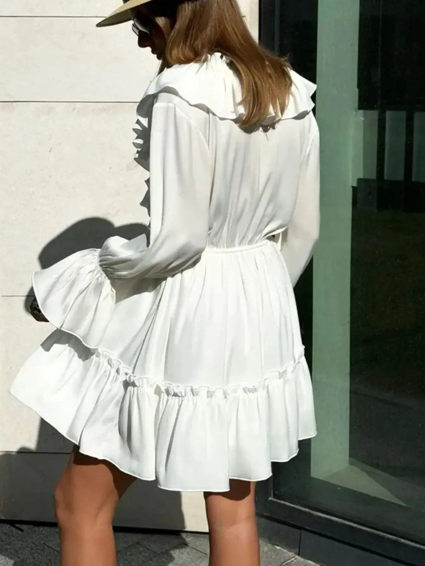 Ruffle Flounce Sleeve Mini Dress