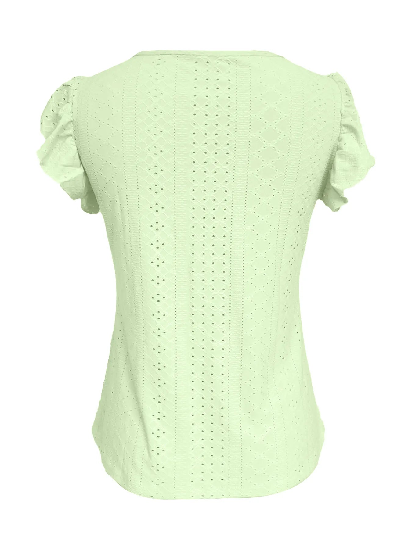 Eyelet Button-Front Flutter Sleeve Top