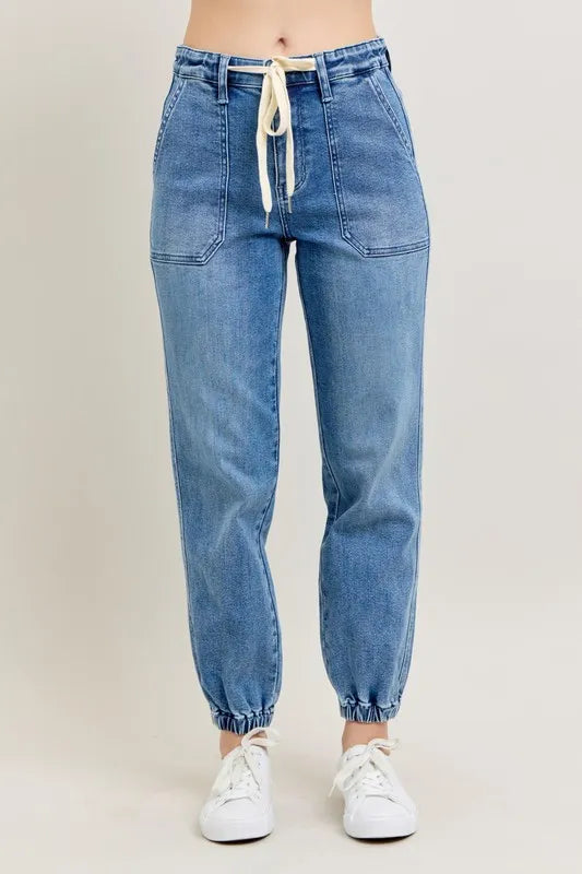 Judy Blue Full Size High Waist Denim Jogger Plus Size MD
