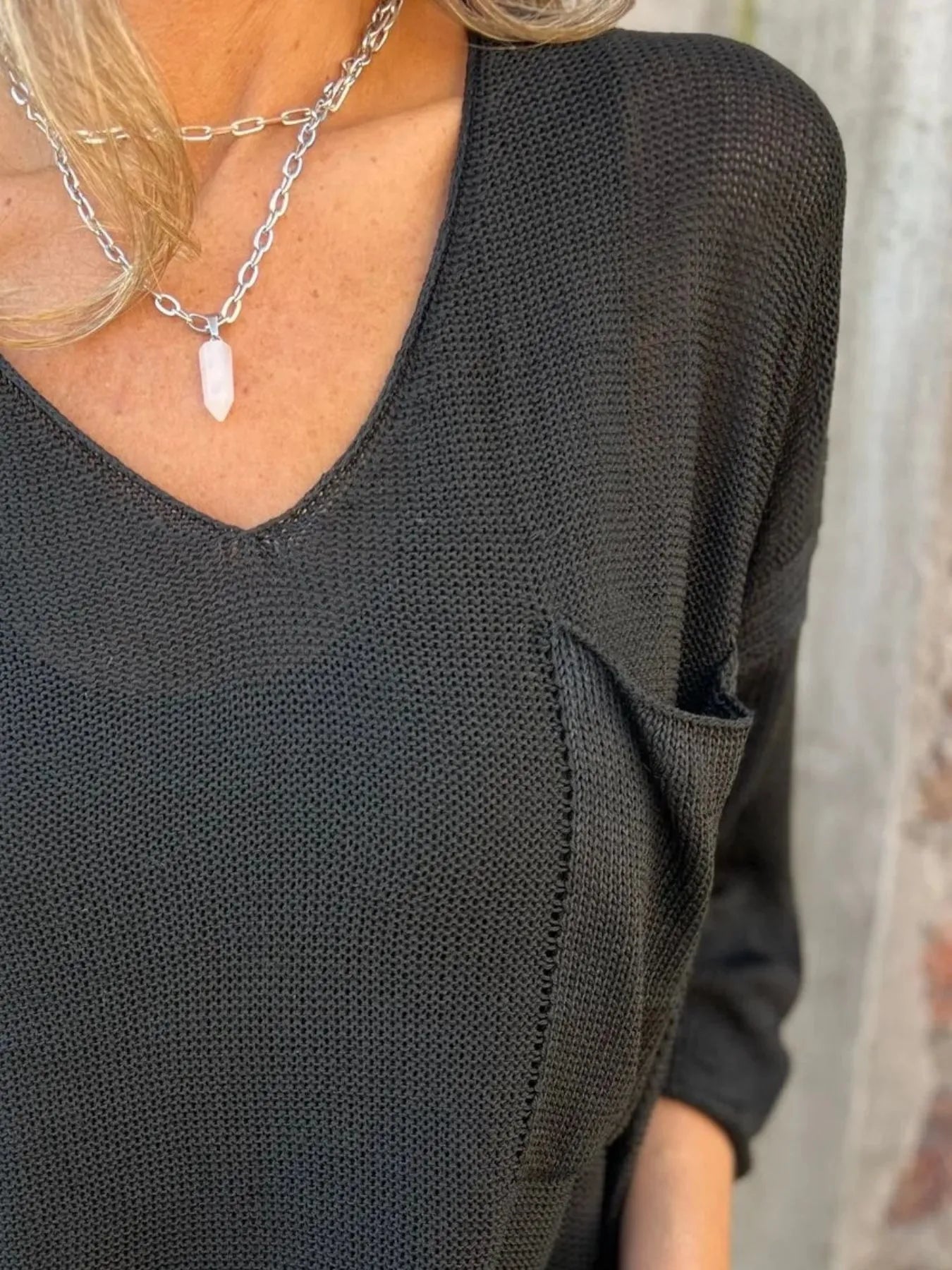Full Size Casual V-Neck Knit Sweater Plus Size