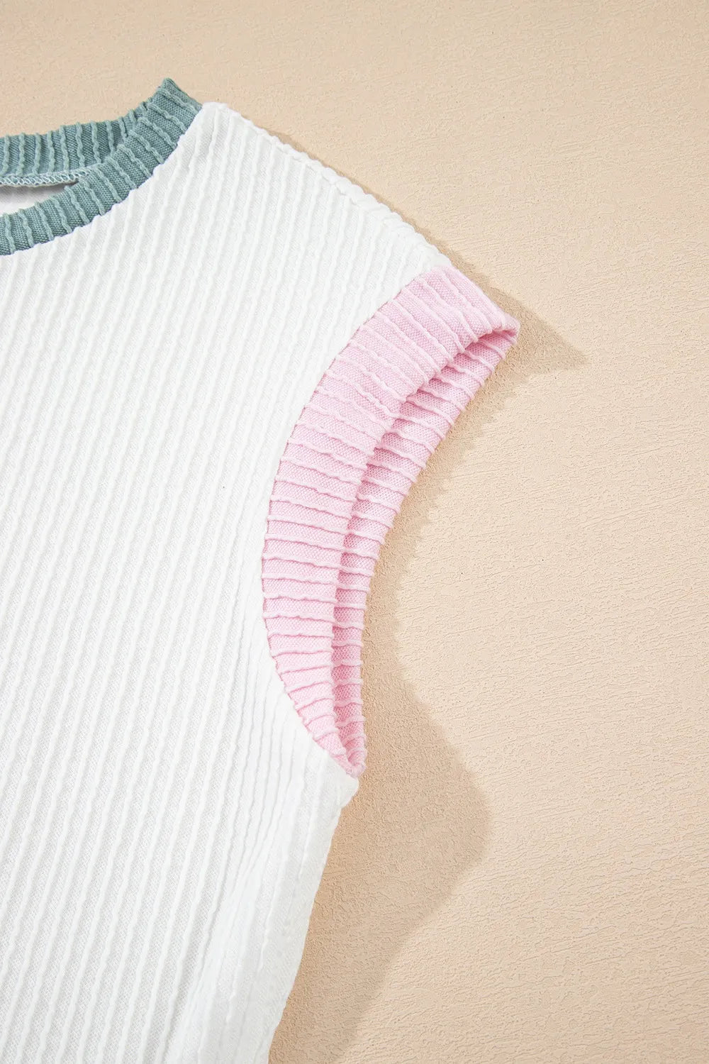 Contrast Trim Ribbed Knit Sleeveless Top
