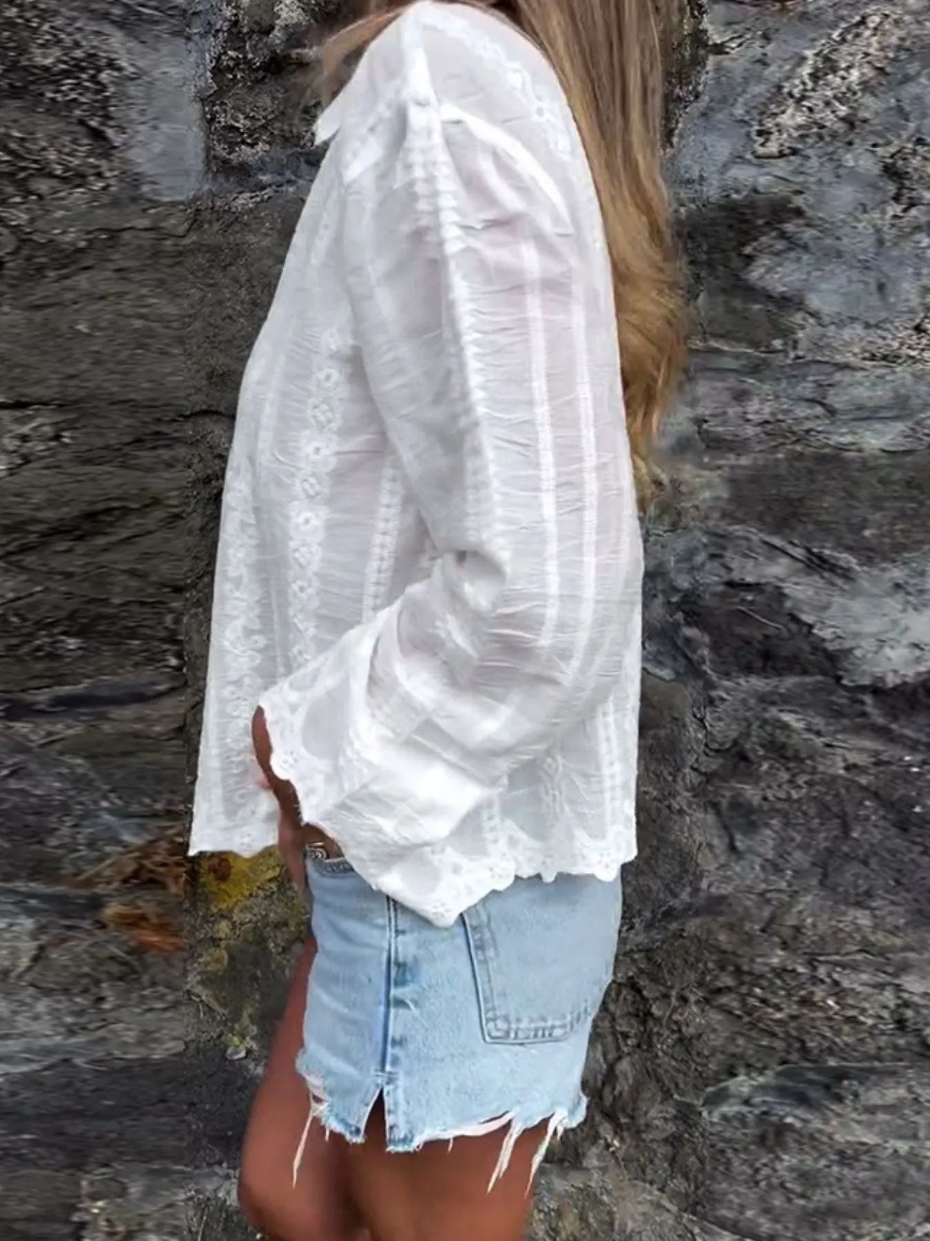 Floral Embroidered Button Down Shirt