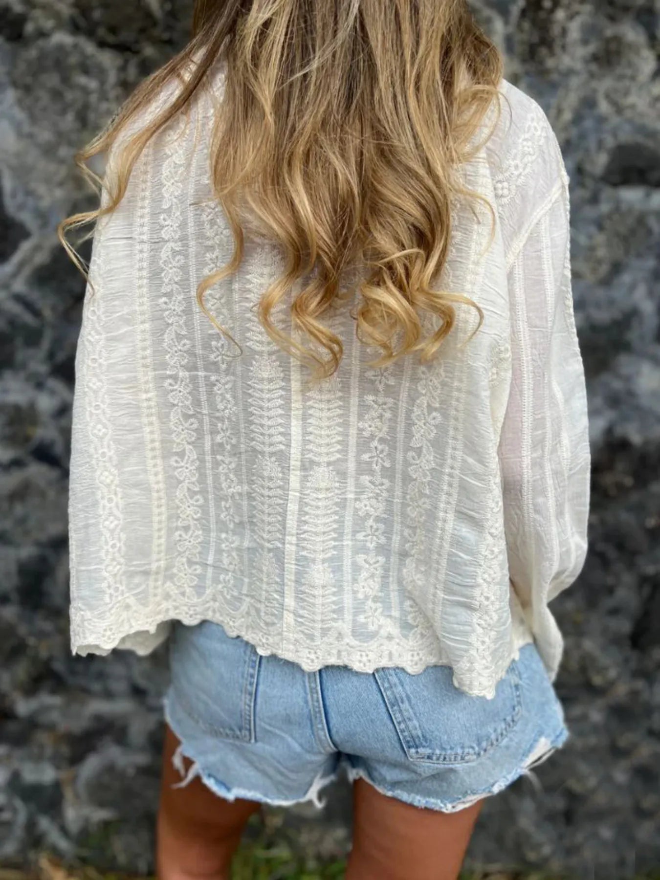 Floral Embroidered Button Down Shirt