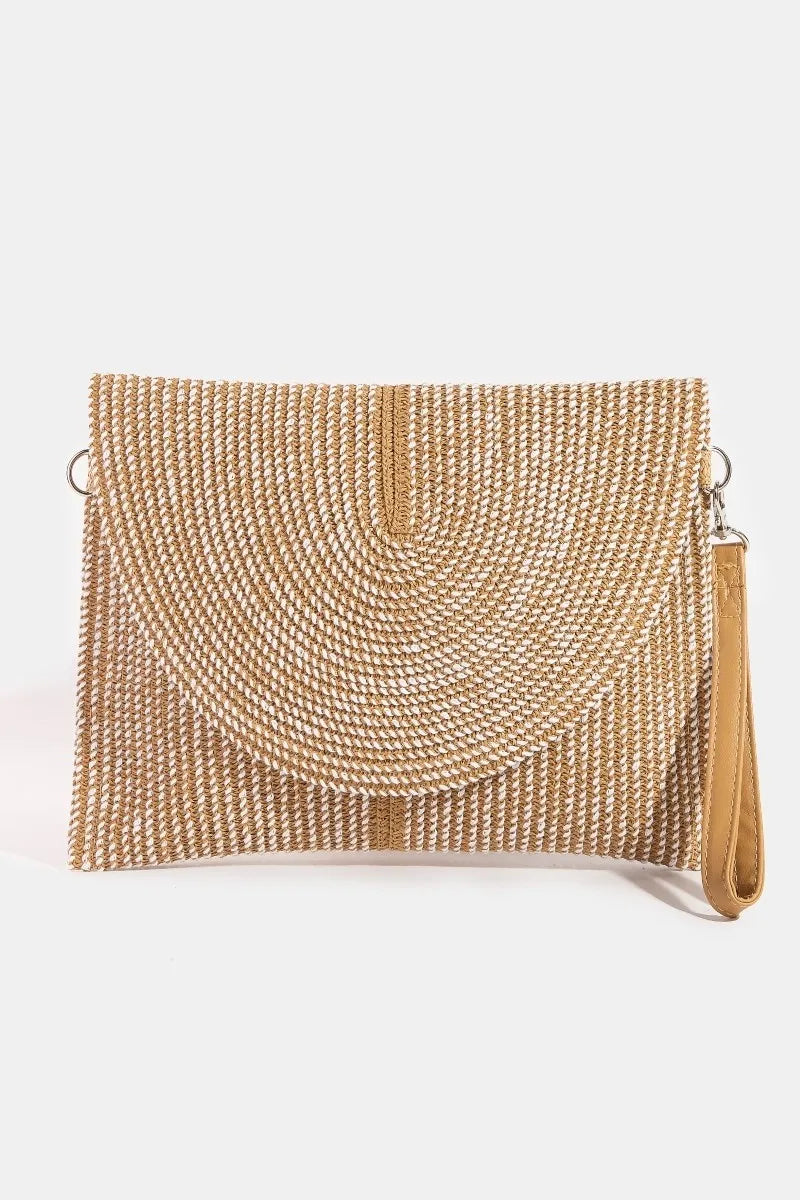 Fame Two Tone Intricate Paper Woven Envelope Clutch Bag