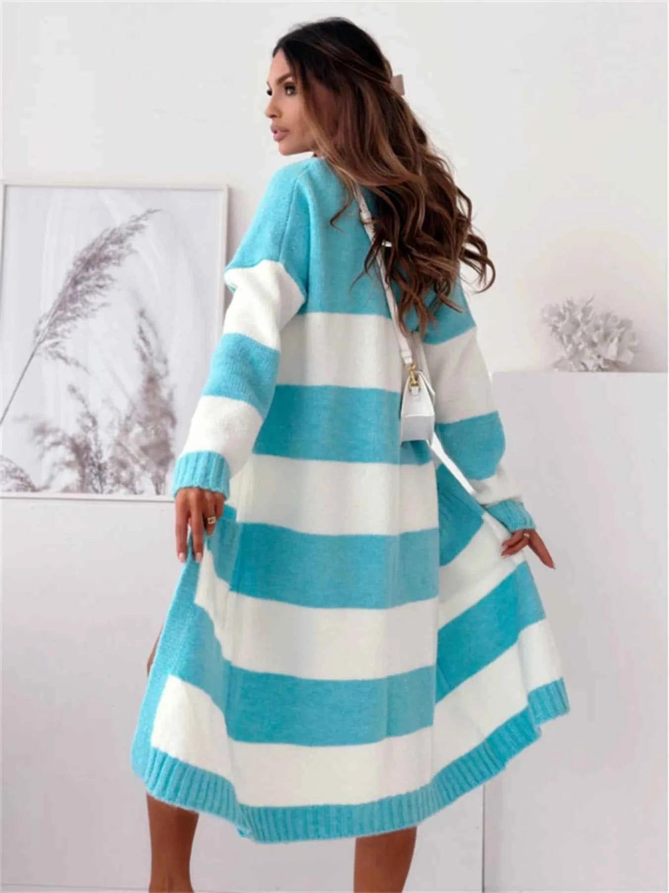 Color Block Open Front Cardigan