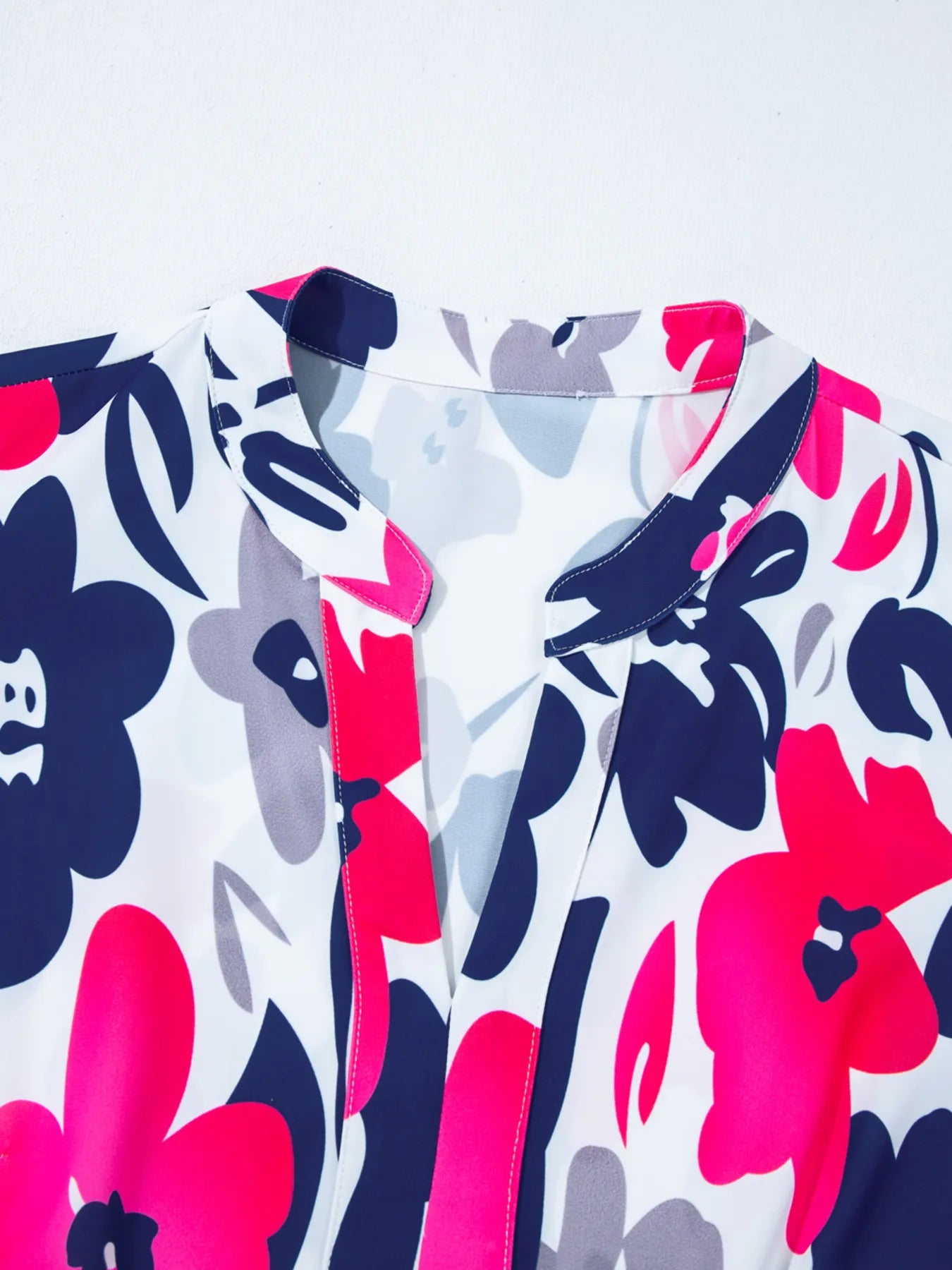 Printed Notched Neck Flutter Sleeve Mini Dress