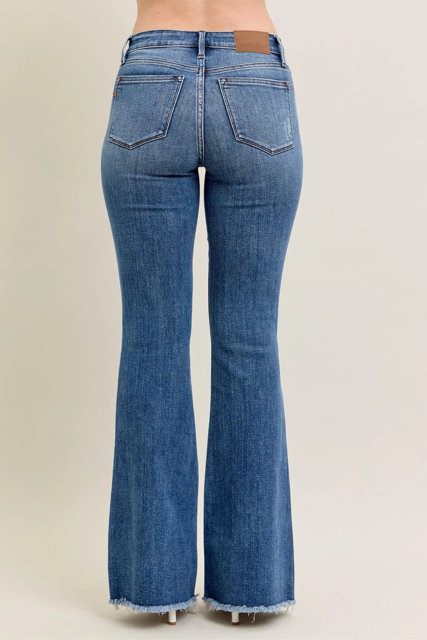 Judy Blue Full Size Mr Vintage Wash Flare Jeans W/ Destroy and Fray Hem Plus Size