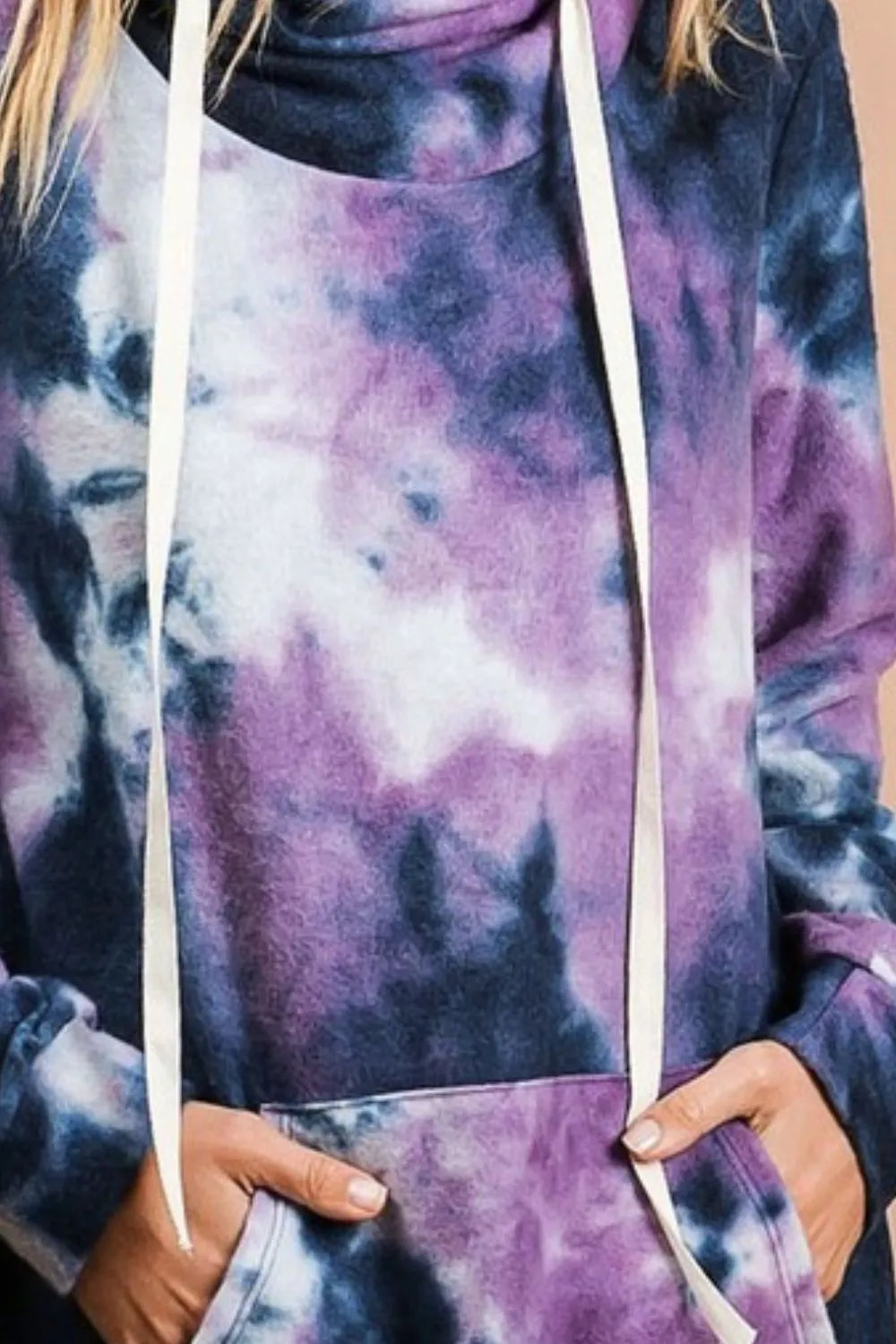 BiBi Brushed Tie Dye Overlapped Turtle Neck Sweatshirt