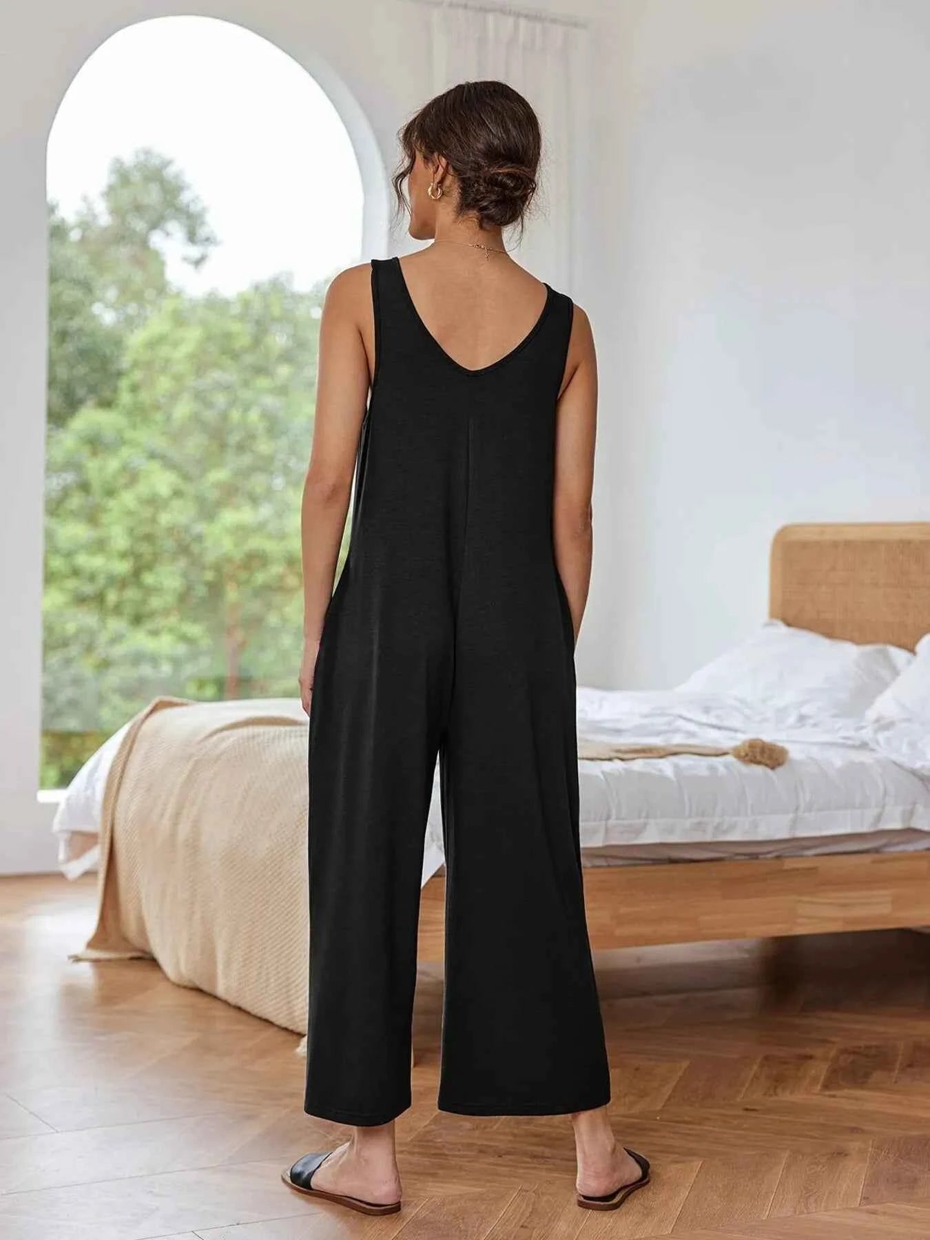 Sleeveless Wide Leg Casual Jumpsuit