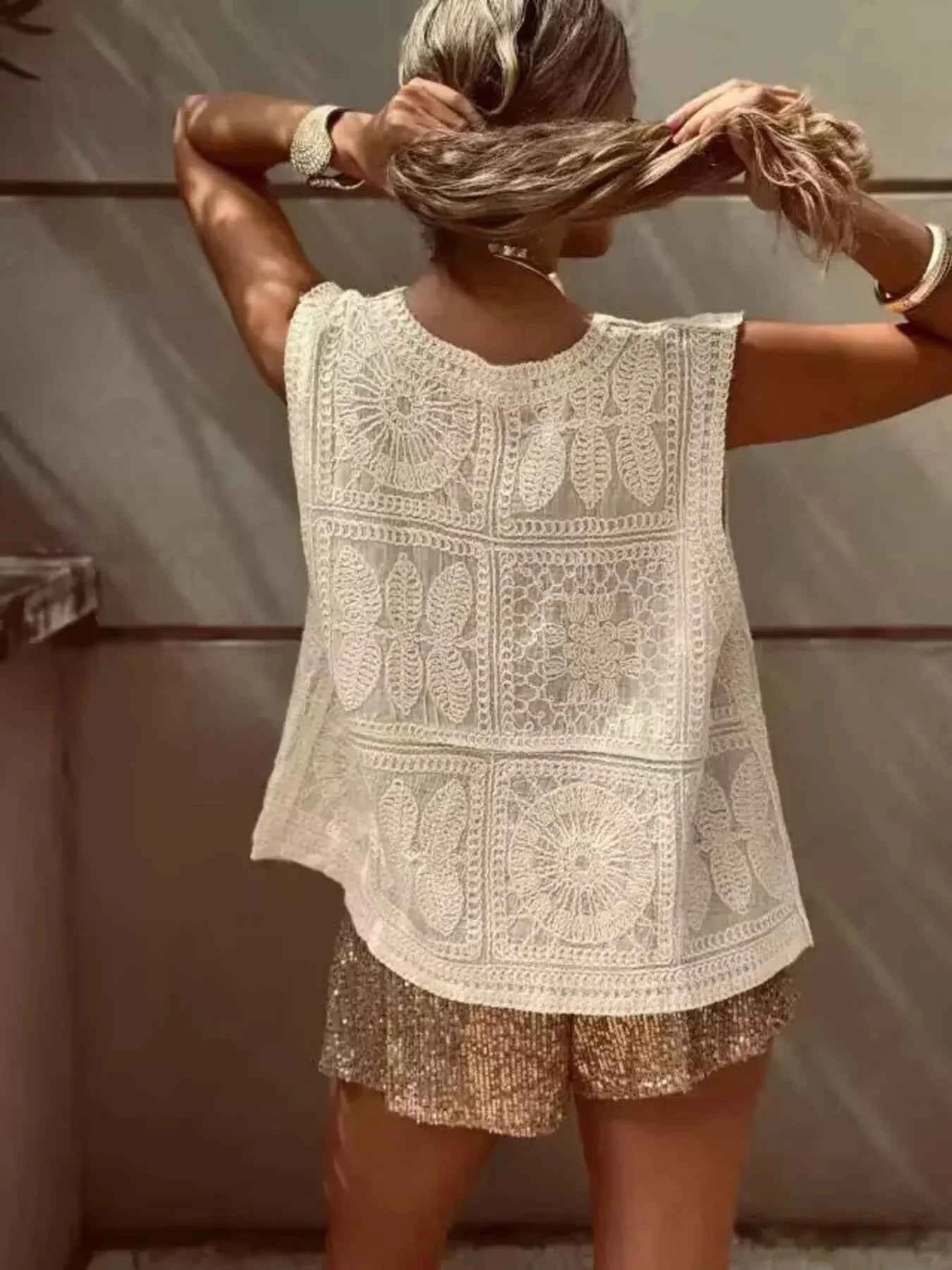 Crochet Lace V-Neck Vest