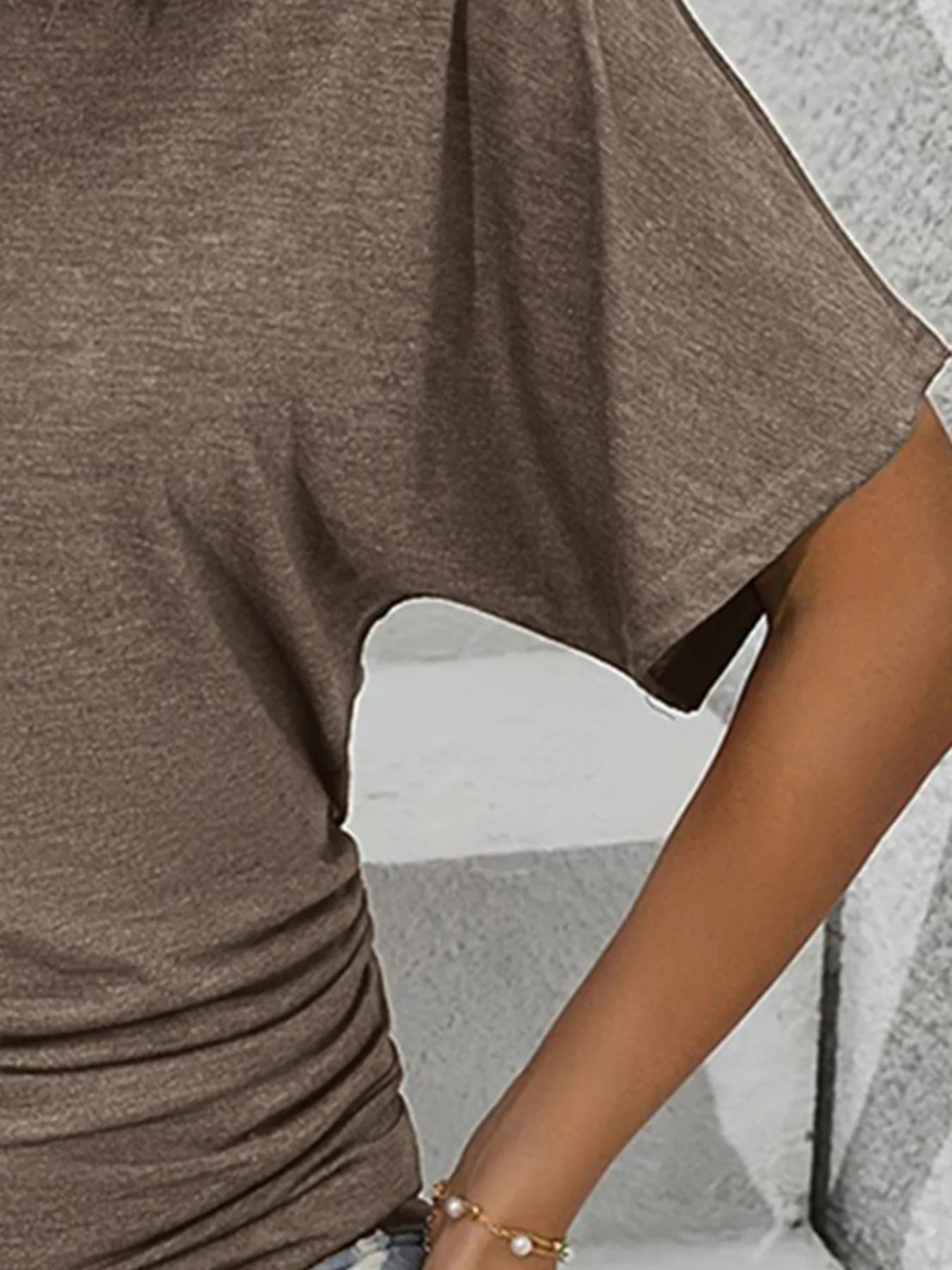 Ruched Side Round Neck T-Shirt