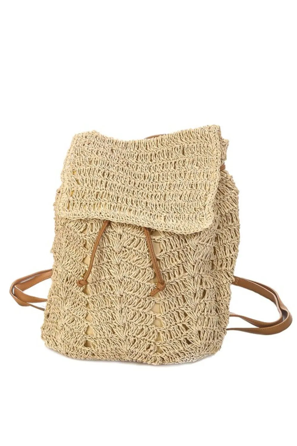 Straw Braided Fashion Backpack Iv One Size