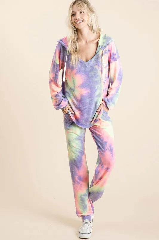 BiBi Tie Dye French Terry Top and Bottom Set