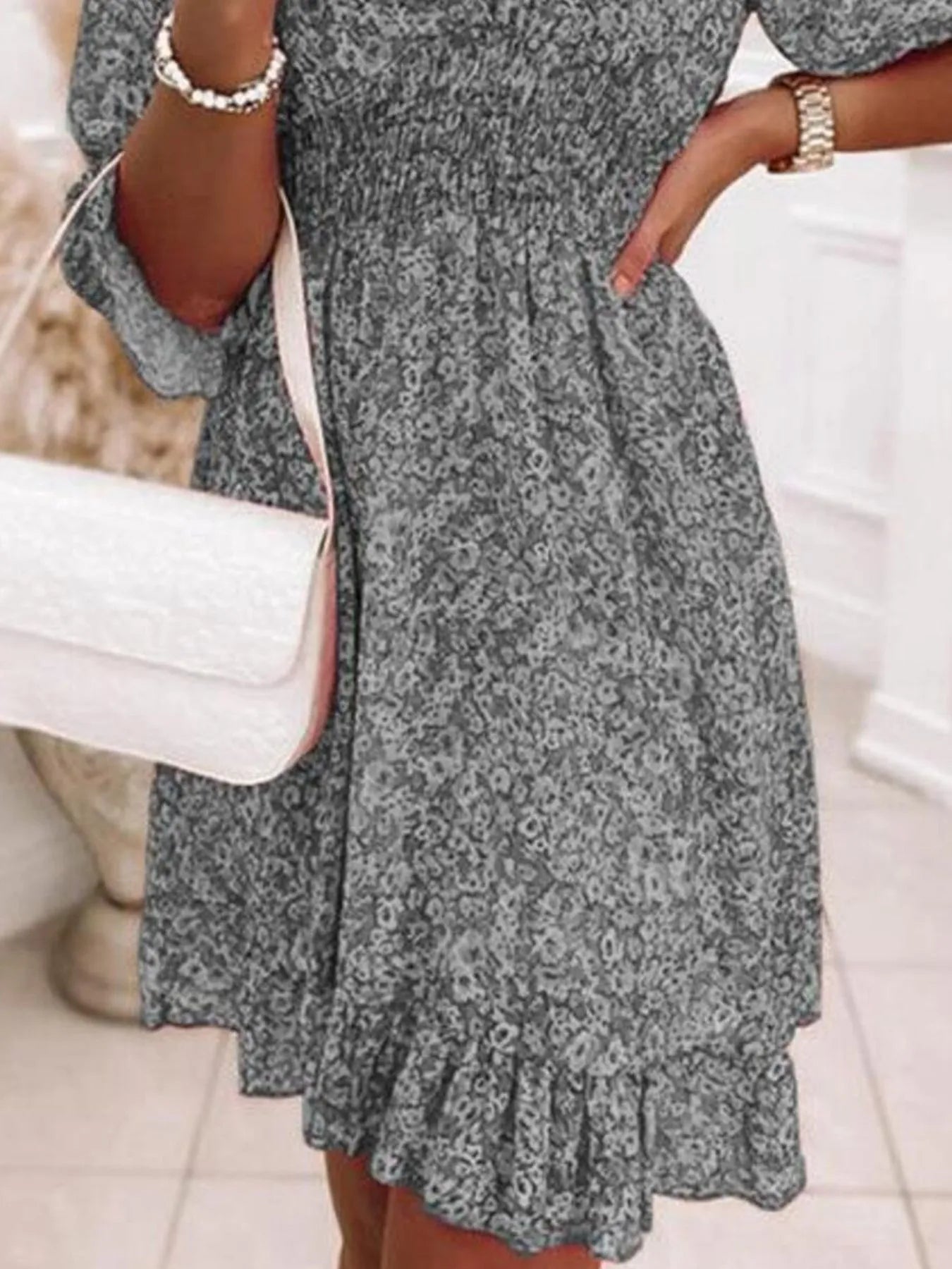 Full Size Ruffled Hem Floral Dress Plus Size