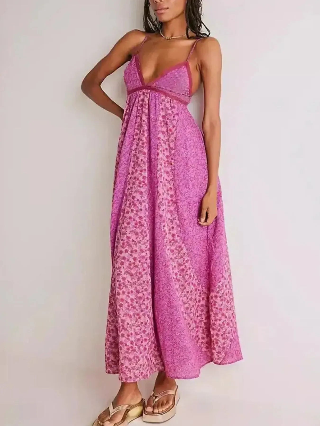 Floral V-Neck Maxi Cami Dress